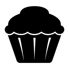 Black silhouette of a sweet cupcake with a large frosting dome