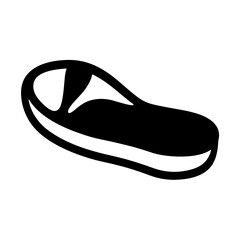 A simplified black and white drawing of a cut of meat steak