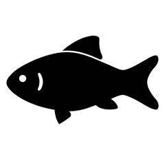 Simple Black and White Silhouette of a Fish Swimming in the Water