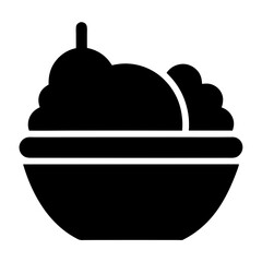 Black Silhouette of Food in a Bowl with a Handle on Top