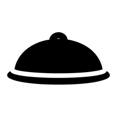 Silhouette of a covered food tray or service dome on white backdrop