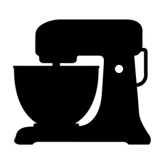 Silhouette of a kitchen stand mixer with bowl, for culinary baking