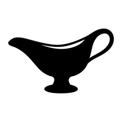 A Black Silhouette of a Gravy Boat or Sauce Boat Kitchenware