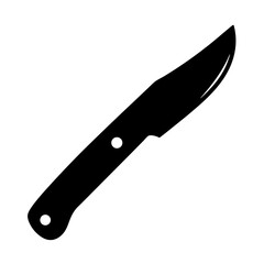 Simple black and white illustration of a knife with sharp blade edge