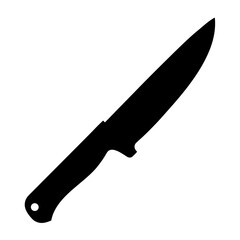 Simple black and white minimalist silhouette illustration of a chefs knife