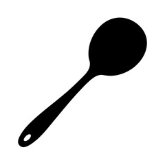 Black silhouette of a serving spoon isolated on a white background