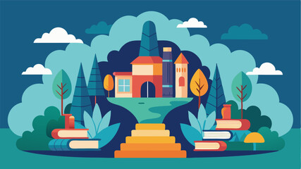 A peaceful haven for book lovers with secluded reading nooks and shady booklined pathways.