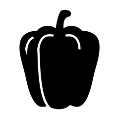 Black silhouette of a bell pepper, simple and clean minimalist illustration