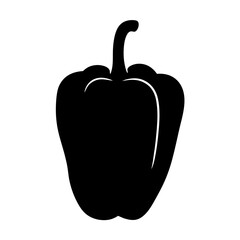 Black and white vector silhouette of a pepper in profile view