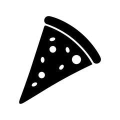 Stylized monochrome illustration of a pepperoni pizza slice with delicious crust