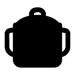 Simple black silhouette of a stockpot with a lid and side handles