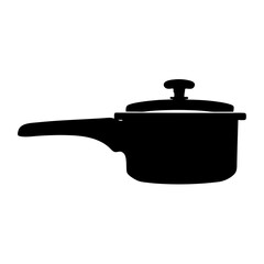 Black silhouette of a traditional pressure cooker for faster home cooking