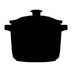Fototapeta premium High contrast silhouette image depicts a lidded cooking pot with handles