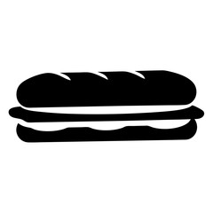 A monochrome vector drawing of a sandwich, likely a submarine sandwich