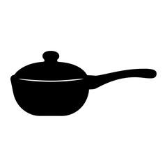 Obraz premium A simple black silhouette of a lidded sauce pan with a handle