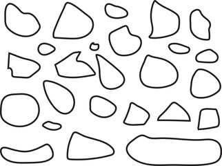 Irregular Organic Shapes Outline Pattern on White Background