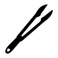 Black and White Kitchen Tongs Illustration Ready for Cooking and Grilling