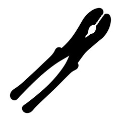 Obraz premium Black silhouette of groove joint pliers or water pump pliers on white background