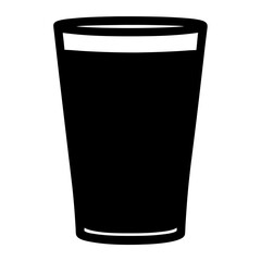 Silhouette of a drinking glass filled with dark liquid, isolated on white