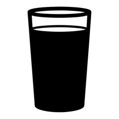 Monochromatic illustration of a simple glass filled with transparent liquid
