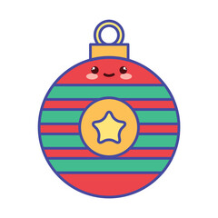 Cute Kawaii Christmas Bauble Vector