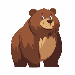 Friendly brown bear cartoon illustration standing and smiling.
