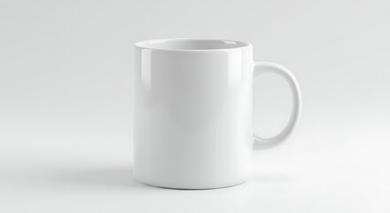 A plain white ceramic coffee mug with a handle, standing upright on a clean white background, ready for customization or daily use.