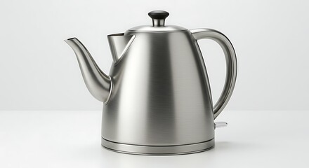 Fototapeta premium Modern stainless steel electric pour-over kettle for making hot coffee or tea on a white background