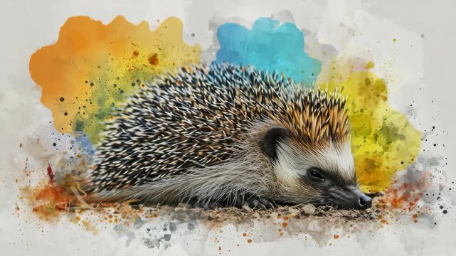 A realistic portrait of a hedgehog with intricate fur details and vibrant background.