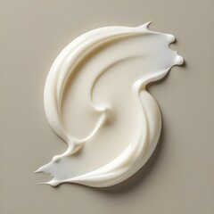 Cream Texture Swirl on Neutral Background, Minimal Skincare Concept