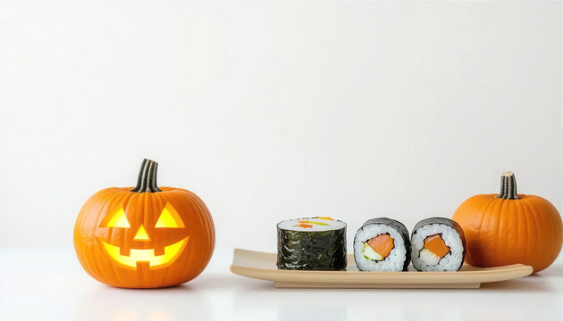 Autumn pumpkin sushi rolls