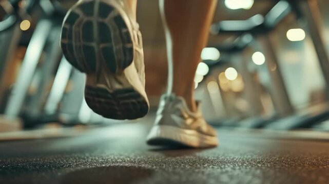 A person jogging in motion, focused and determined