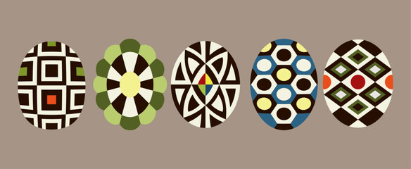 Colorful easter egg flat design vector illustration set