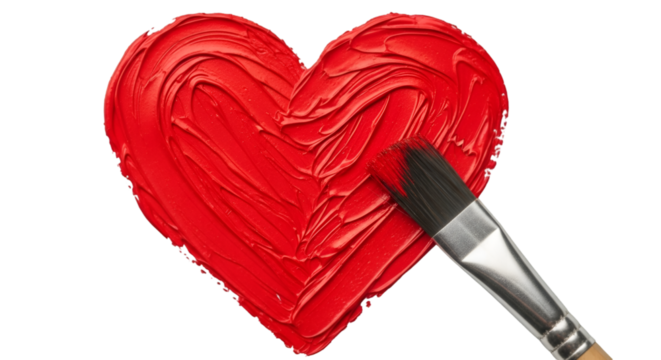 Heart being painted with red paint