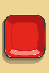 Vibrant Red Square Plate on a Soft Beige Background