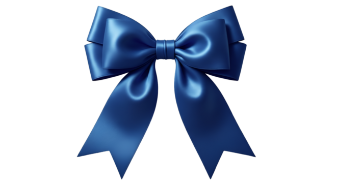 Elegant Blue Satin Bow on Black Background
