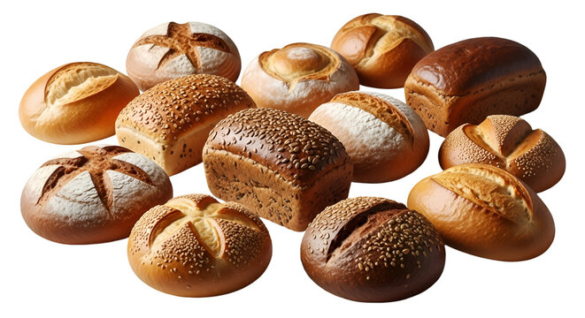 Assortment of Freshly Baked Breads on Black Background