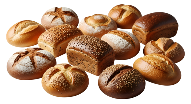 Assortment of Freshly Baked Breads on Black Background