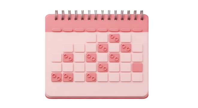 Pink 3D Calendar with Percentage Icons