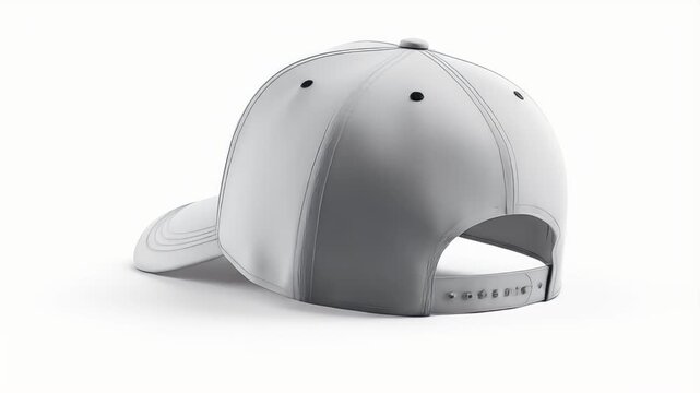 White Baseball Cap Isolated on White Background.