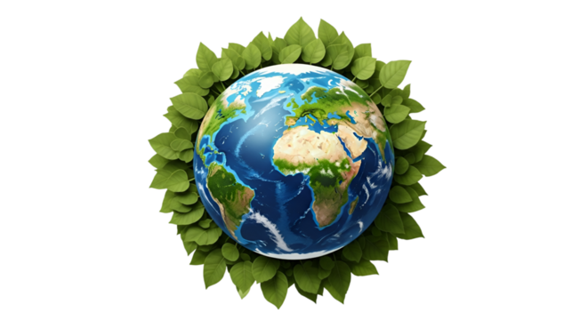 Earth Surrounded by Green Leaves