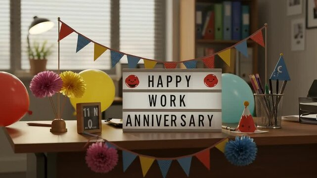 Festive Office Desk Decor Happy Work Anniversary