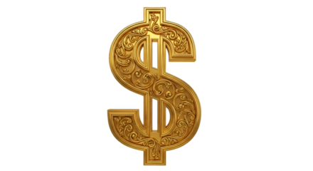 Ornate Golden Dollar Sign on Black Background