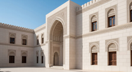 Obraz premium A stunning, symmetrical, and head-on photograph of an intricate architectural facade