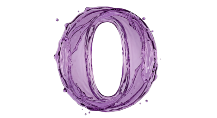 Purple Water Splash Forming the Number Zero