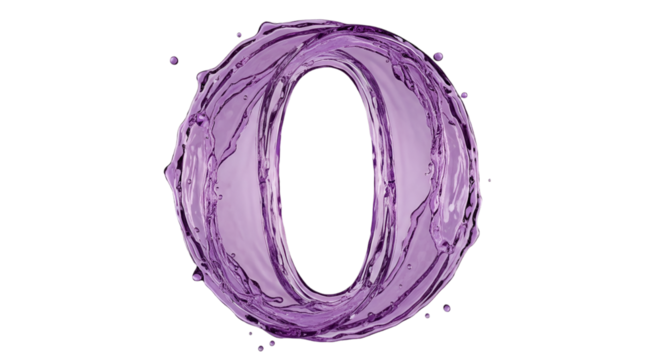 Purple Water Splash Forming the Number Zero