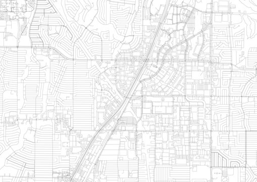 Zoomed monochrome map of Richardson showing detailed highway & road networks with urban density &mdash; ideal for urban planning, design mockups, or geographic visualization.