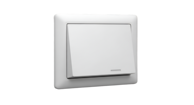 Modern White Light Switch on Black Background