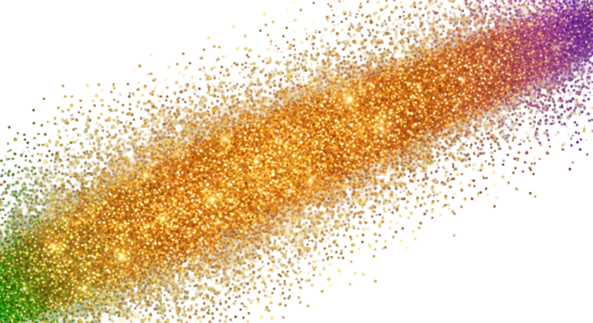 Glittering Diagonal Swath of Gold, Green, and Purple Sparkles - Powered by Adobe