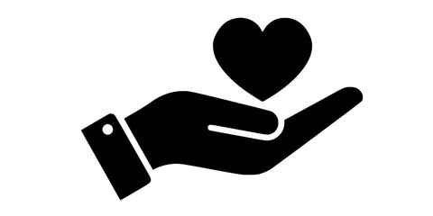 Heart in Hand Charity Donation Flat Vector Icon Generosity